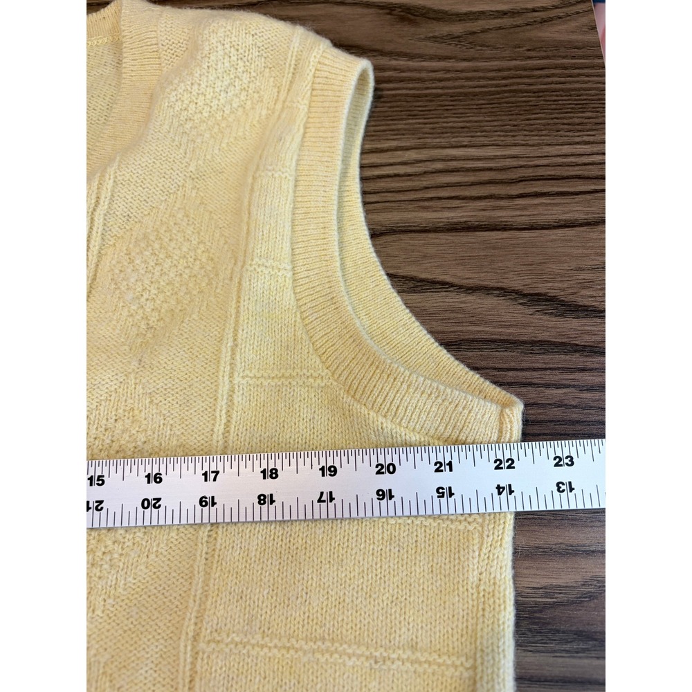 Vintage Style Yellow Cable Knit V-Neck Sweater Vest Sleeveless Pastel Top L - Picture 6 of 7